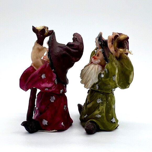 Vintage Wizard Figurines Set of 2 Starry Robes Fantasy Decor 1990s - Picture 5 of 9